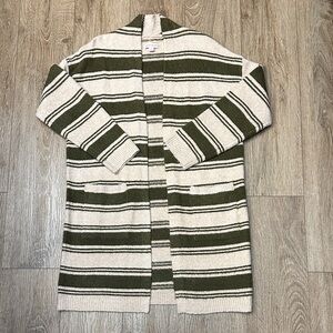 Knox Rose Olive and Cream Striped Cardigan